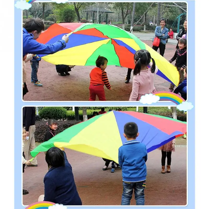 Finest  Hot Rainbow Parachute Dia 2M Child Kids Sports Development Outdoor Umbrella Toy Jump-sack Ballute P