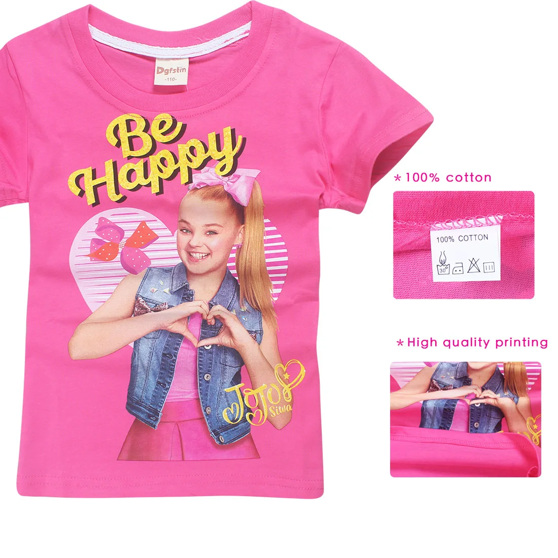 

2019 Lovely 100% Cotton T Shirts for Girls Summer Jojo Siwa Big Girl T-shirt Teenage Clothing Baby Tops Tees Kids Clothes