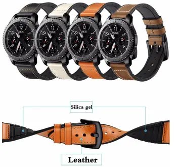 

Leather sport strap for Samsung Gear S3 Frontier/Classic Watch 46mm 42mm replacement watchband 20 22mm band wrist bracelet belt