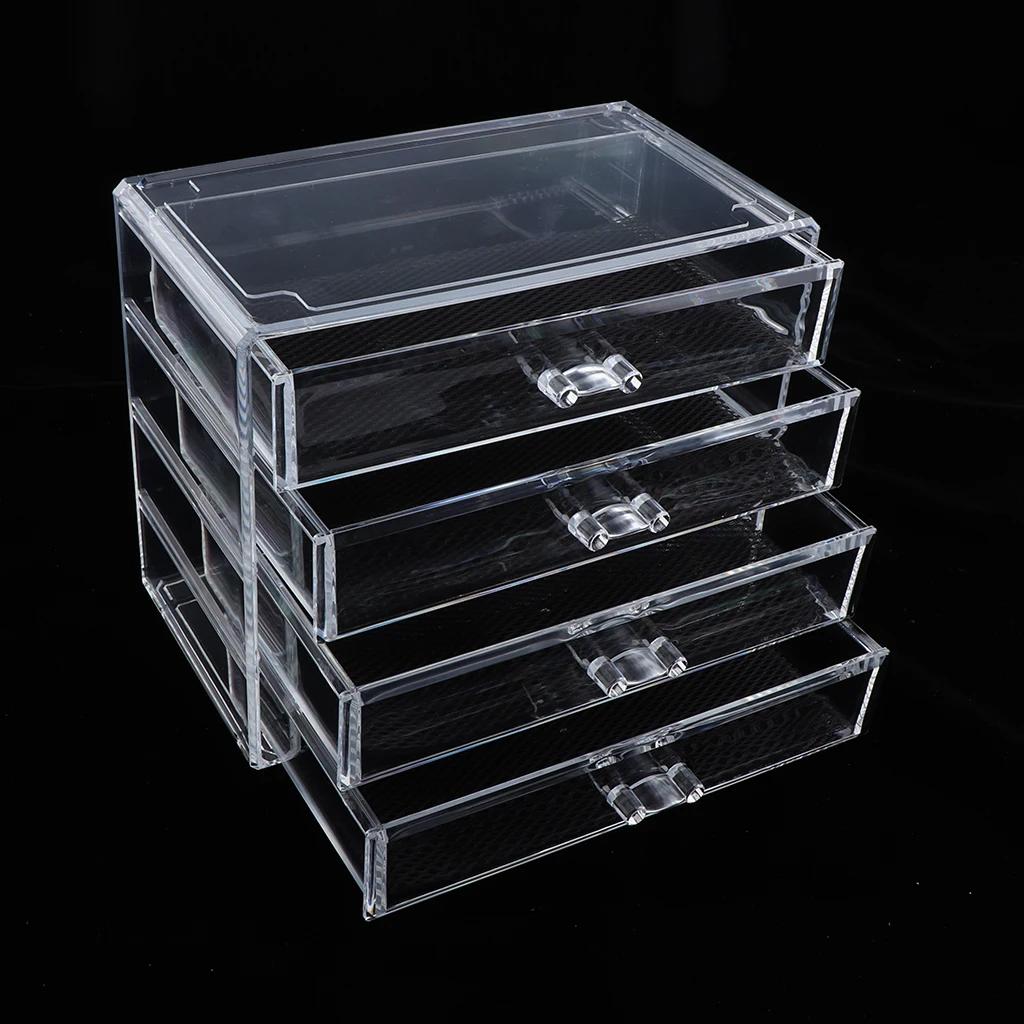 Large Acrylic Makeup Drawer Organizer Jewelry Nail Art Tools Storage Display Case Space Saving
