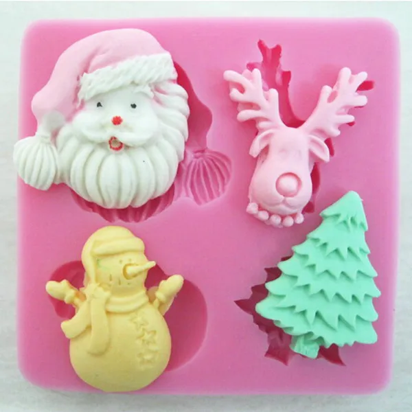 

Luyou Christmas Santa Claus, Snow, Socks,Fawn Silicone Mold 3D Silicone Chocolate Mould Cake Decor Cake Fondant Tools FM045
