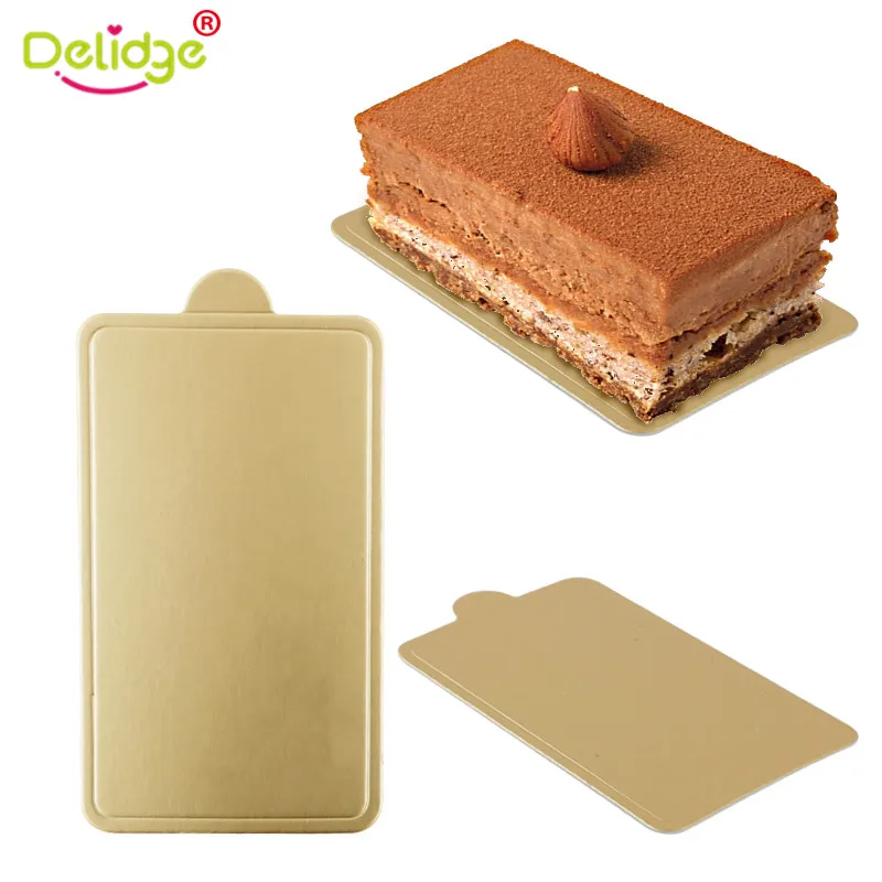  Delidge 50pcs/set Golden Paper Mousse Cake Boards Christmas Tree Shape Cupcake Tray Mouse Base Pads