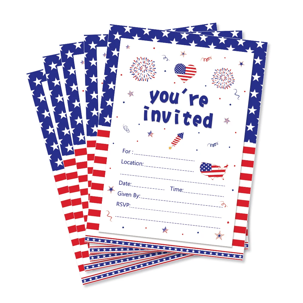 July 4th Invitations Cards American Independence Day National Flag Party Favor Decorations National Day Party Supplies Zz009 Aliexpress Home Garden