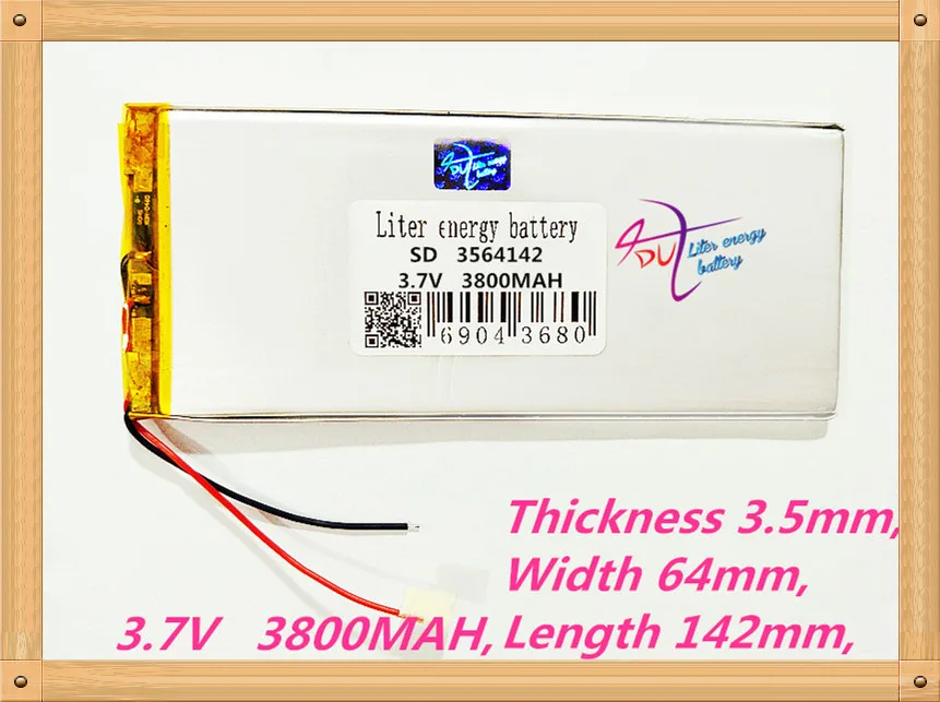 3564142 3,7 V 3800 MAH полимерная перезаряжаемая литиевая батарея для gps планшетных ПК мобильных телефонов резервного питания