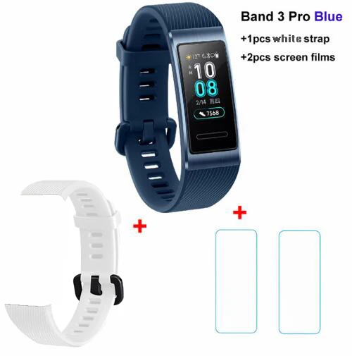 Huawei Band 3 Pro gps Band 3 Смарт-браслет 3 0,95 дюймов трекер для плавания Водонепроницаемый Bluetooth фитнес-трекер сенсорный экран - Цвет: Blue x White x Film