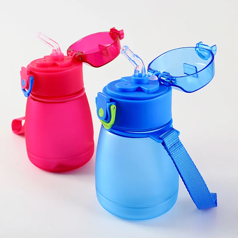 

320ml Plastic Water Bottle with Straw BPA Free Drink Bottle With Rope Creative Cartoon Sport Drinking Bottles Gifts for Kids