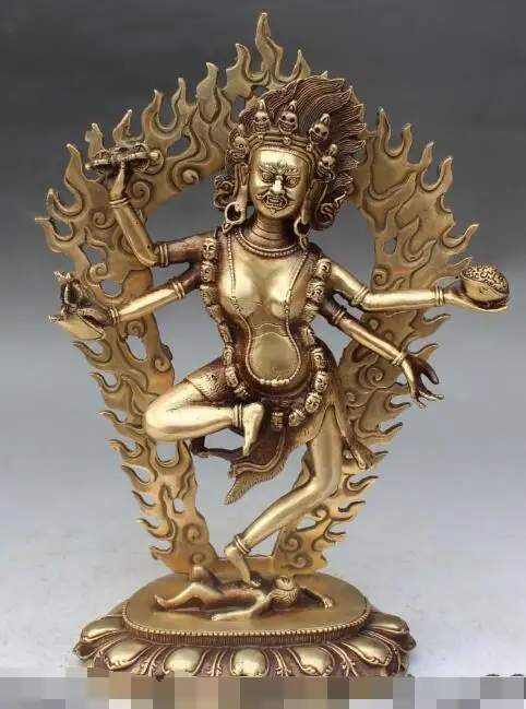 

S5186 13" Tibet Buddhism Temple Bronze 4 Arms Vajravarahi Dorje Phakmo Buddha Statue