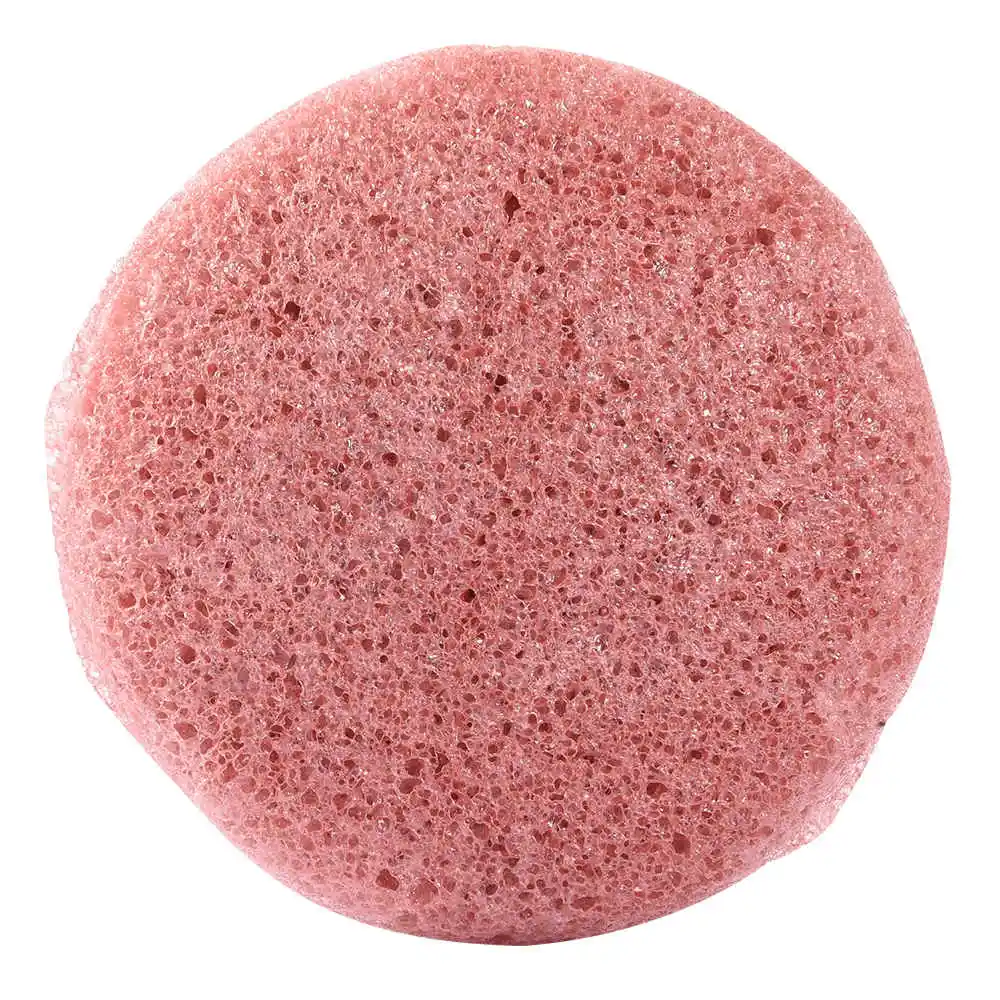 Fulljion 1pcs Konjac Cosmetic Puff Round Shape Face Wash Natural Facial Cleanser Plant Cotton Bamboo Charcoal Wet Sponge Makeup - Color: red