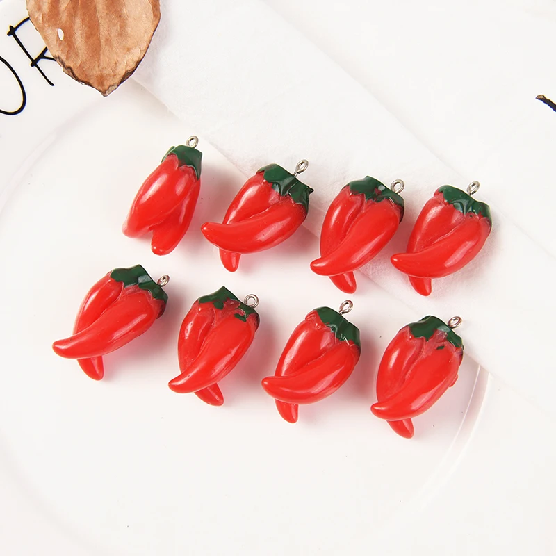 Новинка 10 шт. DIY ожерелья резиновые горячие кулоны &quotперец&quot красная подвеска