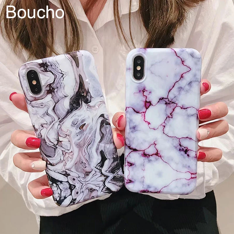 

Boucho Fashion Marble Phone Case For iphone Xs MAX XR X Case For iphone 6S 6 7 8 Plus Funny Colorful Pattern Cases Retro Cover