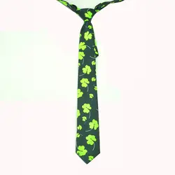 Прямая доставка Новое поступление 2 дюйма широкий "листок клевера зеленый" узор вечерние галстуки полиэстер тканые классические мужские