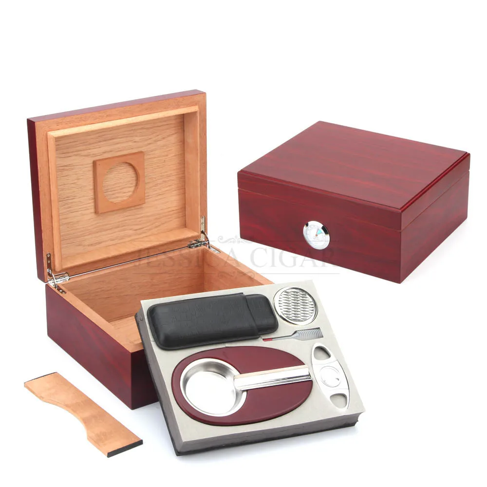 GALINER Cedar Wood Matte Finish Cigar Humidor Box Multifunctional Cigars Stroage With Case Ashtray Cutter Humidifier | Дом и сад