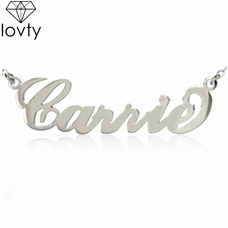 

lovty Personalized Carrie Style Name Necklace in Silver Custom Made with Any Name Fashion Necklace Pendant Jewelry Gift