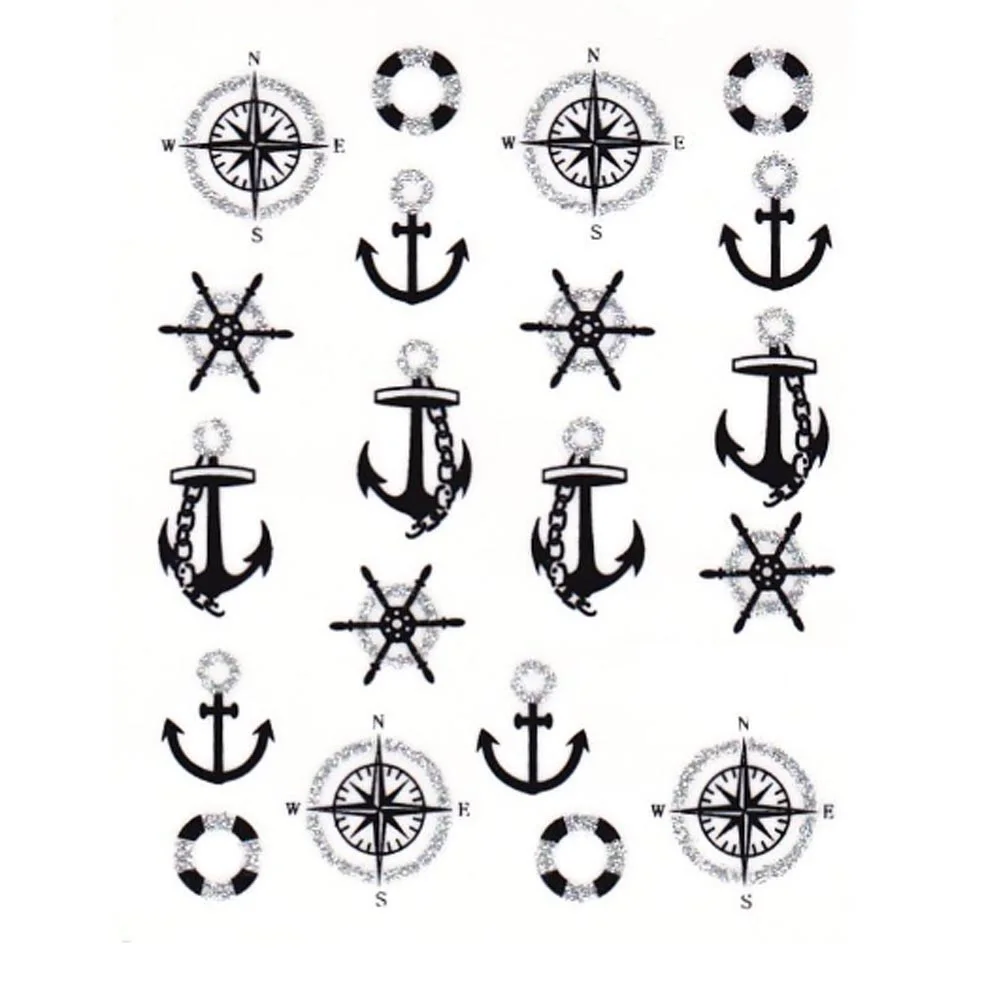 3 Sheet Black Nail Art Water Transfer Sticker Decal Sticker For Nail
