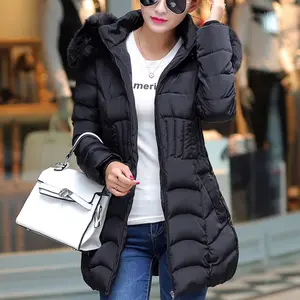 Корейские женские зимние толстые пальто с капюшоном с мехом утиный пух длинная парка куртка Slim Fit