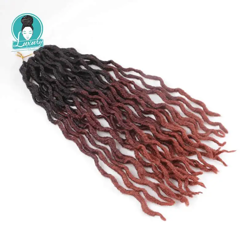 Роскошные для плетения Faux locs Curly вязаные волосы 24 пряди Омбре блонд крючком косички 20 дюймов 50 см синтетические косички - Цвет: T1B/530