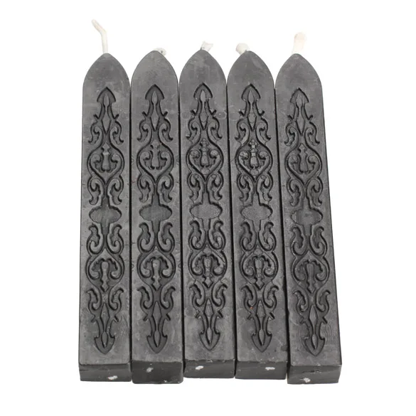 

Colorful Candle Square Style Sealing Wax Stick Wax with Wick 5 in 1 Set Black
