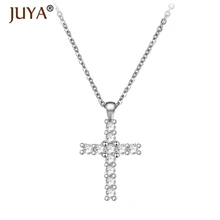 European Fashion rhinestone crosses religious pendant Necklace For Women Accessories Femme Bijoux Gift breloque