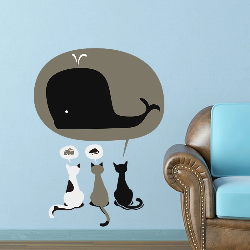 New Cartoon White Cat Wall Decal Kids Baby Room Mural Wall Sticker Home Decor