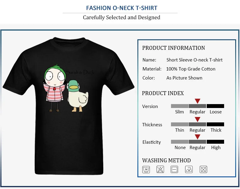 Sarah Duck Friends Leisure Summer/Autumn 100% Cotton Fabric Round Collar Men Tops Tees Tee Shirt Funny Short Sleeve T Shirt Sarah  Duck Friends