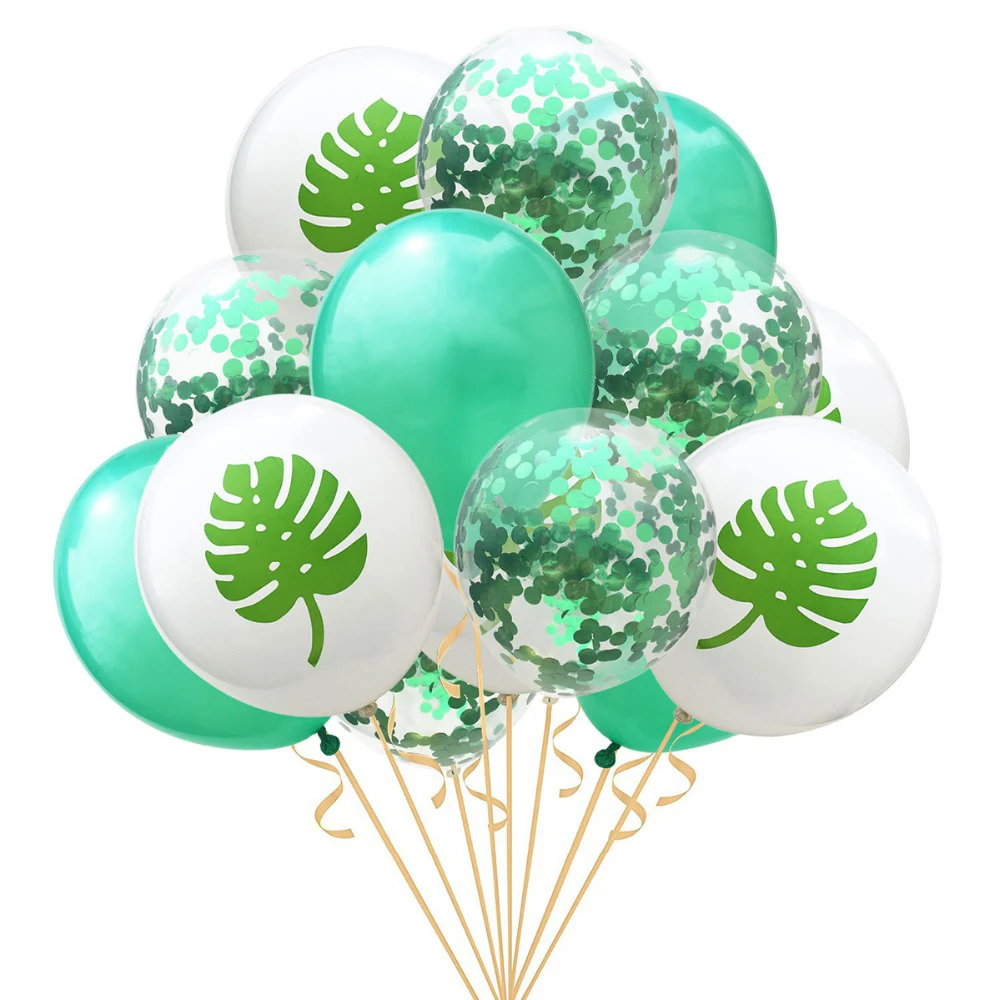 

15pcs Tropical Party Decoration Confetti Latex Balloons Safari Jungle Party Favors Palm Summer Tropical Decoration Set