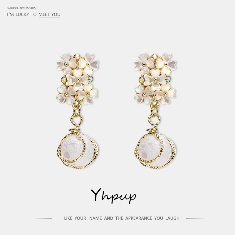 

Yhpup Trendy Korean Exquisite Resin Flower Plant Dangle Earrings Sweet Romantic Ladies Jewelry pendientes mujer moda 2019 Gift