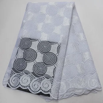 

Free shipping 5yards/lot white color African tulle lace fabric simple embroidered French net lace for party dress PL32