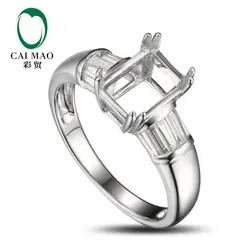 Caimao Подушки Cut кольцо Маунт Semi Настройки и 0.46ct Diamond 14 К Белое золото Gemstone Обручение кольцо Ювелирные украшения