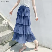 С эластичной резинкой на талии женские фатиновая многослойная юбка-пачка летний уличной моды женский, сетчатый длинные плиссированные юбки Femme; цвет синий, черный; большие размеры Saias