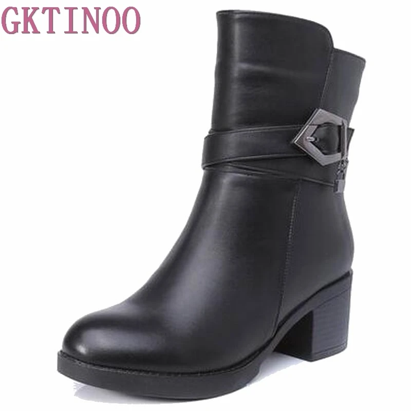 

Plus size(35-40) autumn winter women genuine leather high heel snow boots 2018 new fashion ankle boots warm shoes women boots