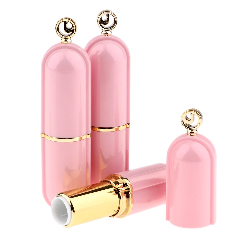 3pcs Empty Makeup Cosmetic Tubes Lipstick Lip Balm Container DIY Tools Pink