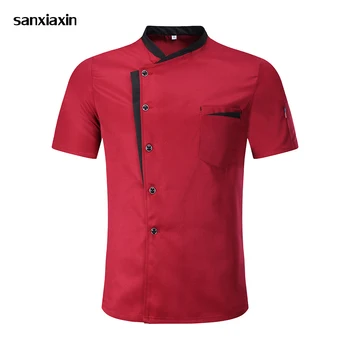 

2019 Chef Jacket Hotel Chef's Uniform Short Sleeve Unisex Mesh Breathable Workwear Catering Restaurant Kitchen Bakery wholesale