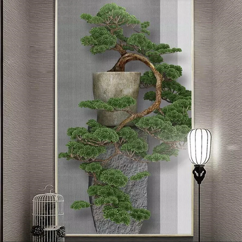 Wellyu новый китайский Zen трехмерная сосновая елка крыльца декоративная живопись на