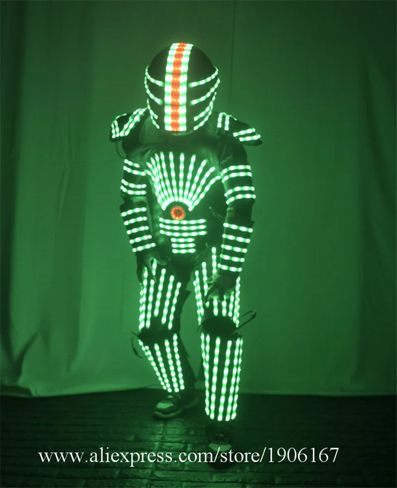 New arrived RGB color LED armor LED Suits Robot Costume LED Luminous Clothing For Night Clubs Party KTV02