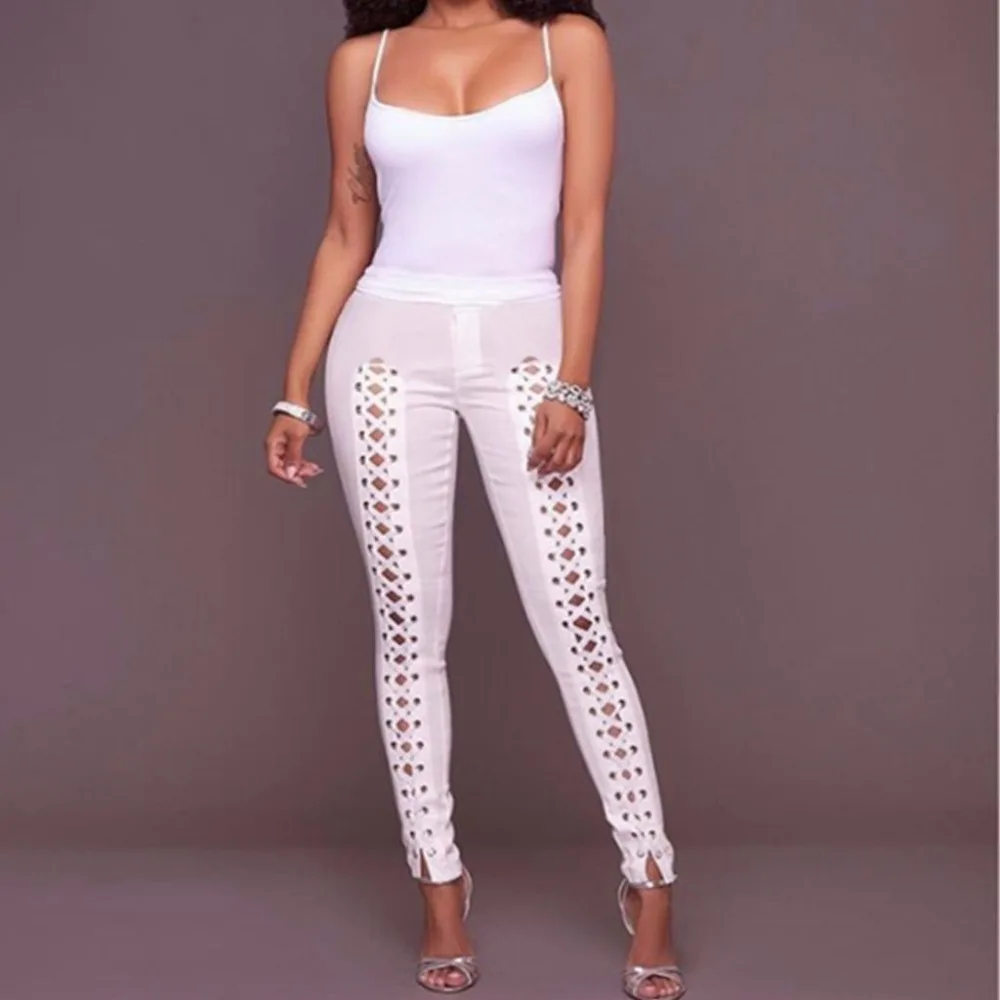 Hollow Out Bandage Pencil Pants Women High Waist Stretch Fitness Lulu Leggings Ladies Girl Lacing Up Stylish Sexy Party Trousers Hollow Out Bandage Pencil Pants Women High Waist Stretch Fitness Lulu Leggings Ladies Girl Lacing Up Stylish Sexy Party Trousers