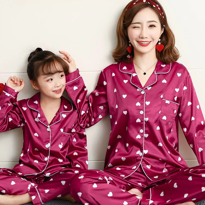 Red silk family pajamas Clearance