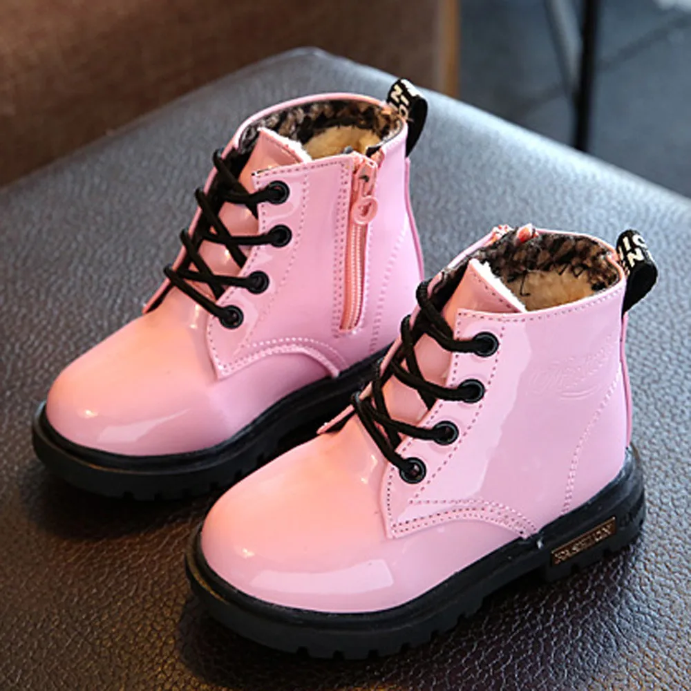

Children boots Fashion Boys Girls Martin Sneaker Winter Thick Snow boot Baby Casual lace up platform Shoes Bottes pour enfants