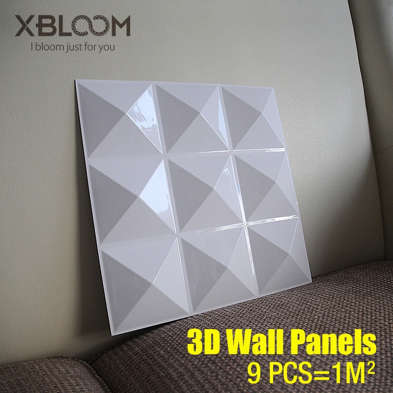 

9 PCS 30x30cm 3D Wall Panel Wall Diamond Shiny Star Wood Carving Flower Embossed 3D Pearlescent Color Wedding Decor Wall Sticke
