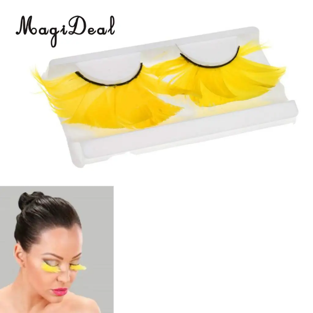 Feather Eyelashes Eye Lashes for Party Dance Halloween Costume Makeup Yellow Fashion Color High quanlity