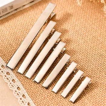 

High quality 20 pcs Silver Flat Metal Single Prong Alligator Hair Clips Barrette for Bows DIY accessories hairpins accessories