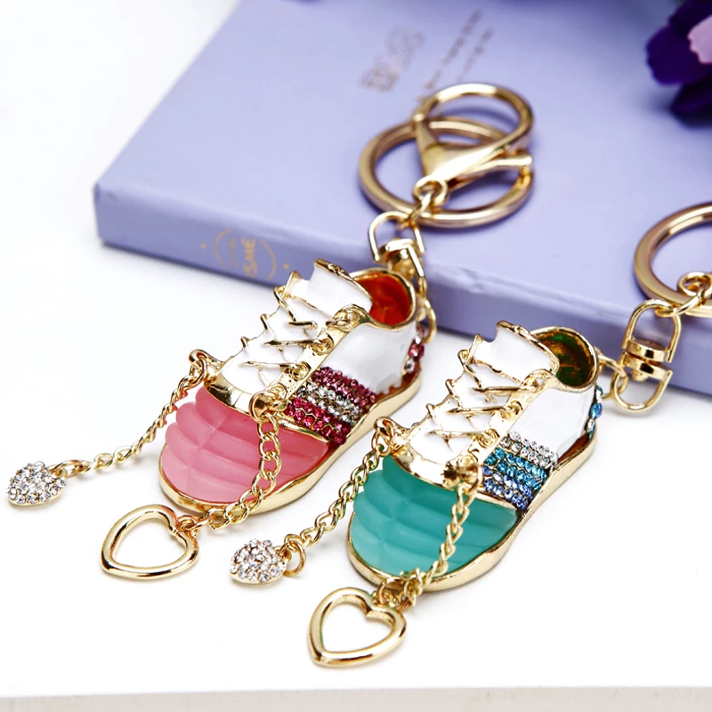 

Creative Crystal mini shoes car key chain female bag pendant key chain couple charm small gift fashion jewelry