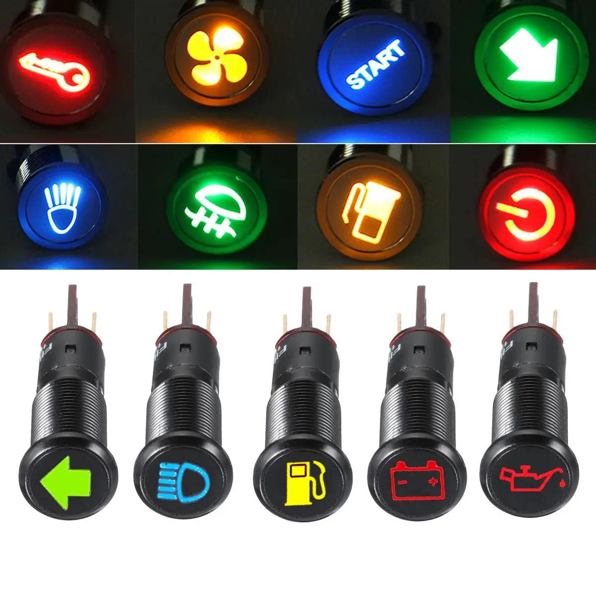 Universal 12mm LED Dash Panel Warning Pilot Light Bulb Indicator Car Boat Truck