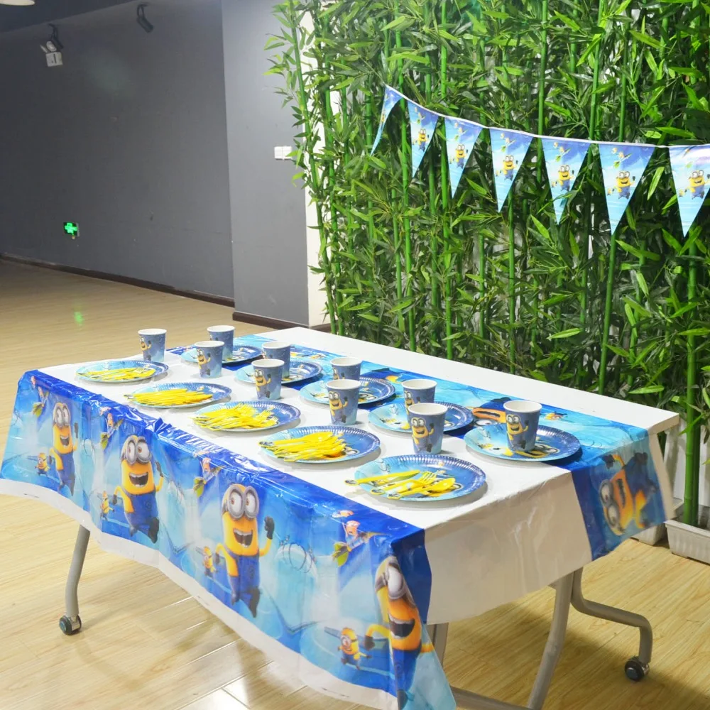 

52pcs Disney Minions Party Supplies Plate/Cup/Flags/Tablecloth Patrol Birthday Party Decoration Shower Favor Party Suppliy