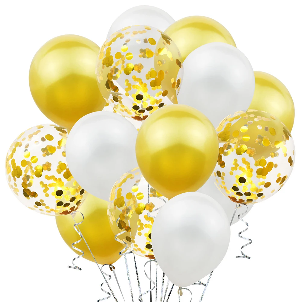 YORIWOO 15 шт. Baloons шары на день рождения латексные с конфетти свадебное украшение