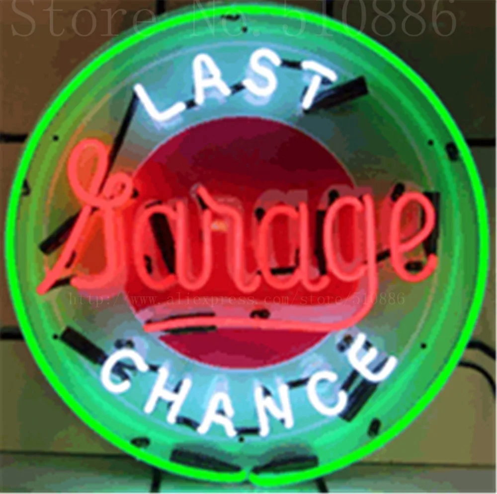 

Last Chance Garage Car Real Glass Tube neon sign Beer Club Pub Handcrafted Automotive signs Shop Store Signage Signage 18"x18"