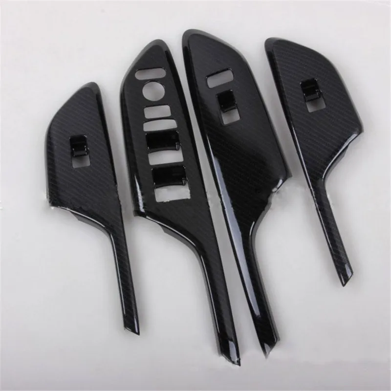 ABS Carbon Fiber Style Door Armrest Window Lift Cover Fit For Honda