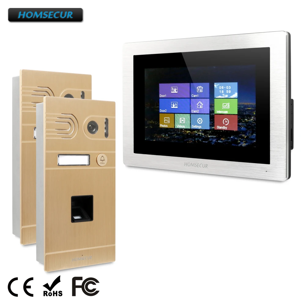 HOMSECUR 7\ Wired Hands-free Video&Audio Home Intercom+Aluminium Alloy Camera BC061-G +BM714-S HOMSECUR 7\ Wired Hands-free Video&Audio Home Intercom+Aluminium Alloy Camera BC061-G +BM714-S