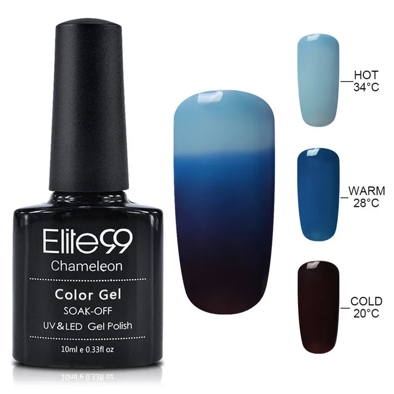  Elite99 10ml Temperature Color Change Nail Gel Varnish Soak Off Changing Color Nail Polish Thermal 