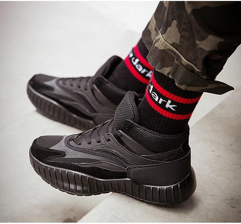Men's Vulcanize Shoes Trainers Chunky Sneakers Dad Shoes Men Sneakers Mesh Footwear High Platform Sneakers Black Men Big Size 44 (10)