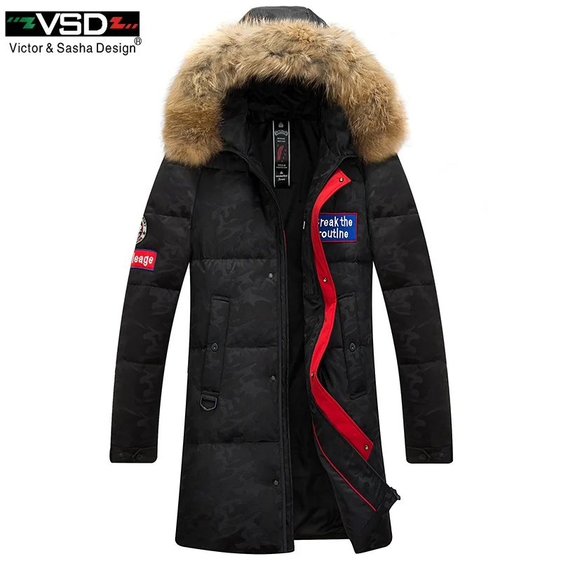 VSD Winter New Duck Down Jacket Real Fur Collar Men's and Women's Camouflage Clothing Casual Jackets Thicken Warm Parkas 980|Пуховики|